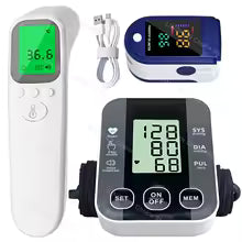 Tensiomètre médical pour bras, thermomètre électronique et oxymètre de pouls, ensemble 3 en 1