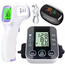 Tensiomètre médical pour bras, thermomètre électronique et oxymètre de pouls,  ensemble 3 en 1